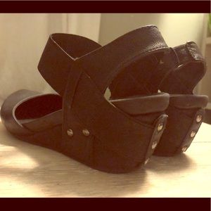Black wedge sandals